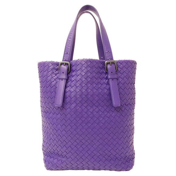 BOTTEGA VENETA Purple Leather Intrecciato Tote Bag - Picture 2 of 13